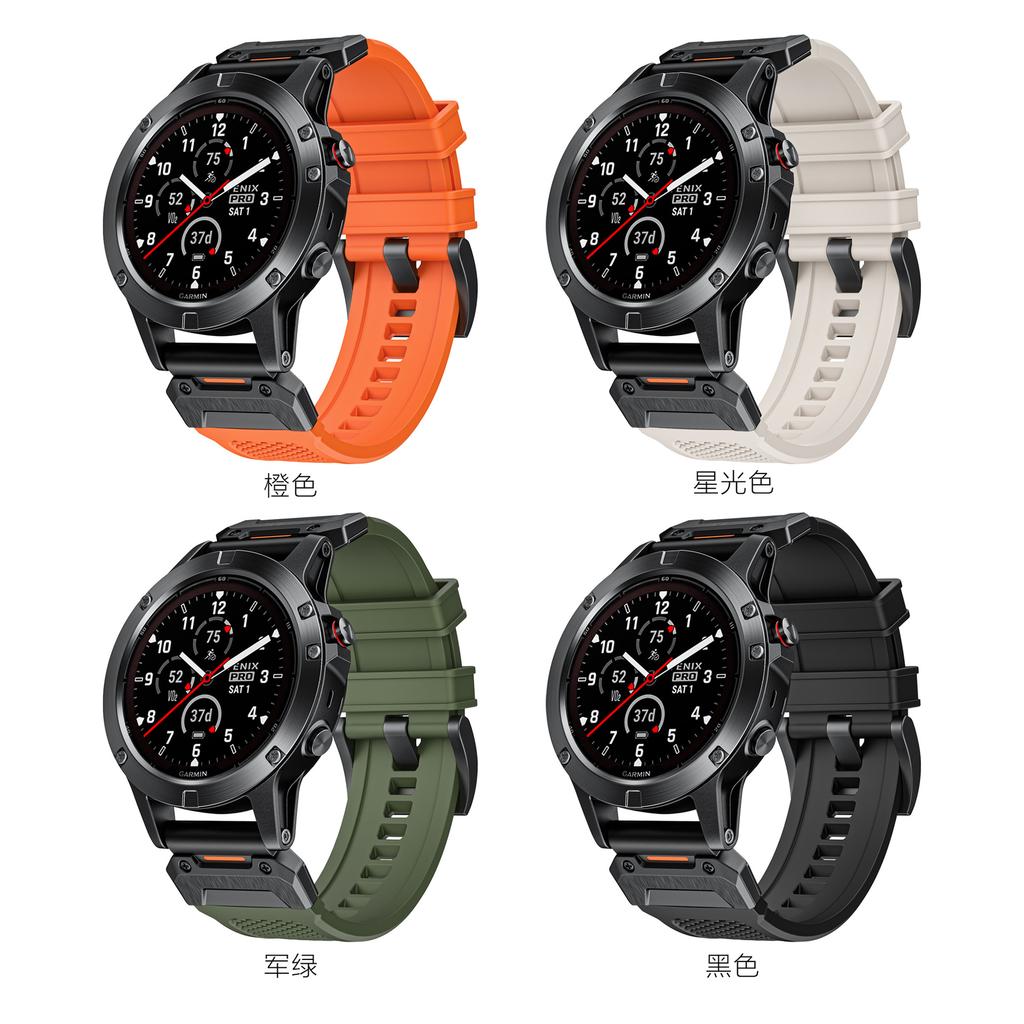 Quickfit FKM Rubber Watch Band for Garmin Fenix 7 7X 5X X3 6X Tactix Watches 26MM 22MM Size Breathable Feature