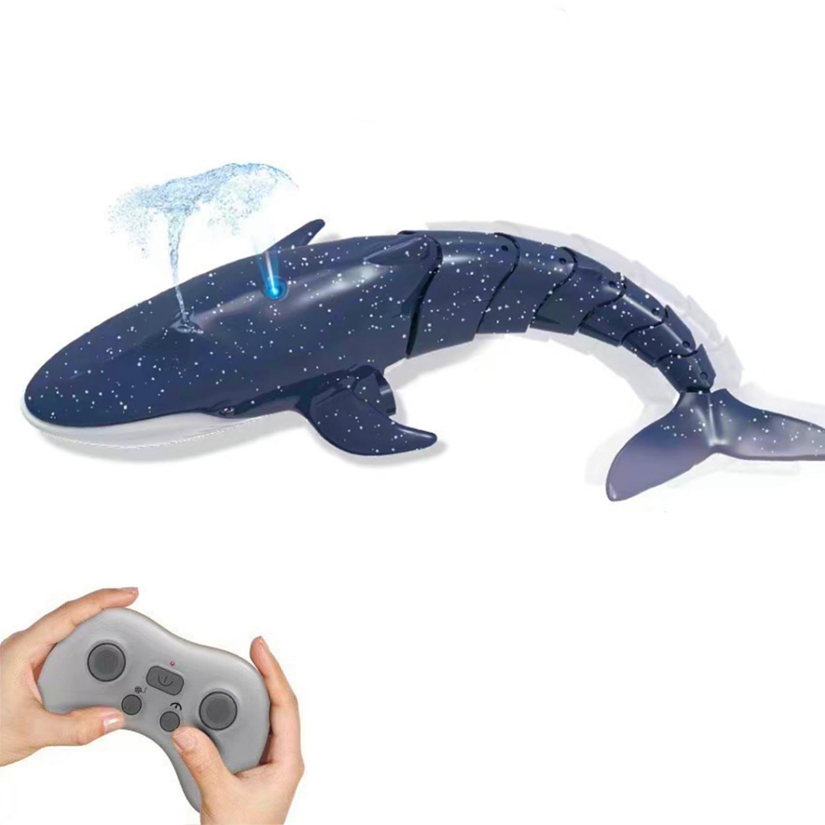 Remote Control Whale Shark Robot Shark Speedboat, New Version, Waterproof, 2.4Ghz Wireless Control, Kids Gift (Black)