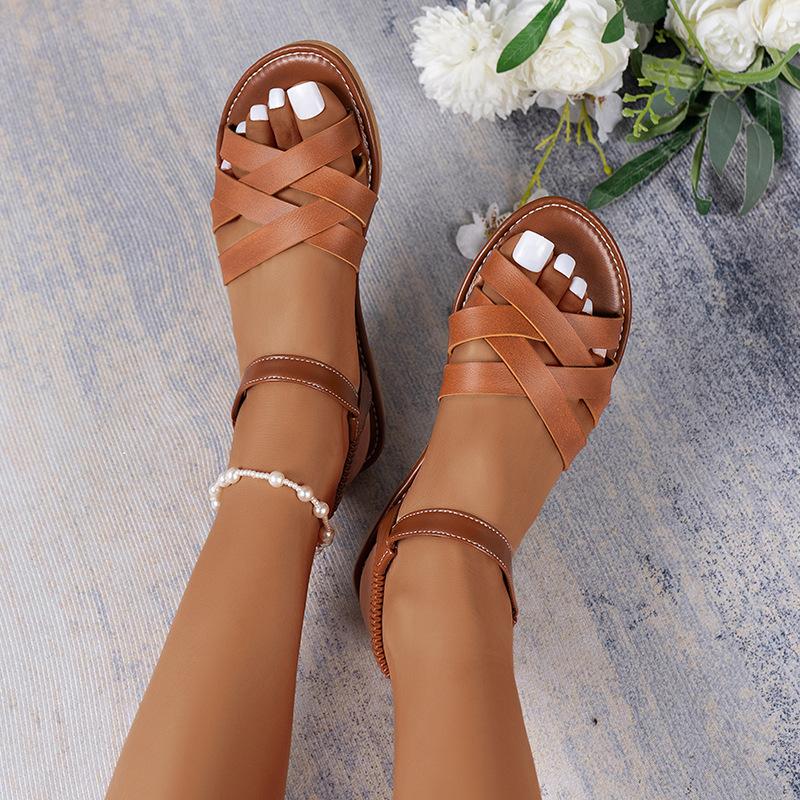 Summer casual versatile word Roman flat sandals women's shoes light and wear-resistant