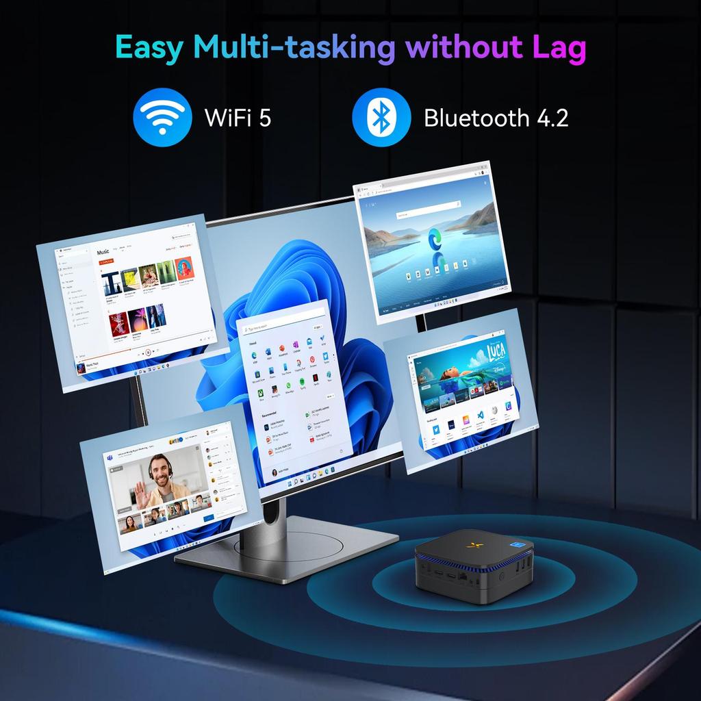 Huidun H30 Mini PC Intel Twin lake N150 16GB LPDDR5 512GB M.2 SSD Windows 11 Pro 4 Cores 4 Threads