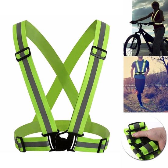 Adjustable Safety Reflective Vest Straps Jacket Night Running Cycling Sport Gear