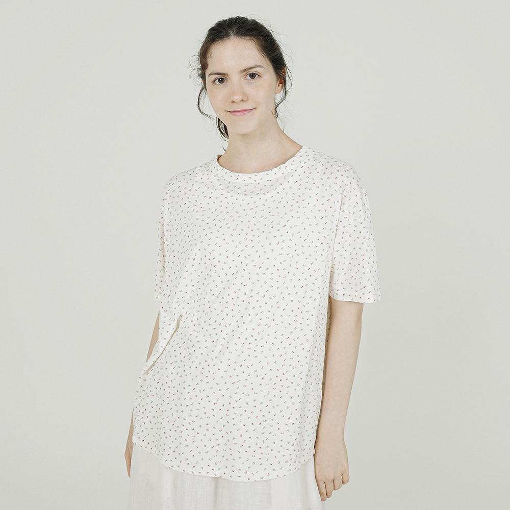 CHIQUITA Loose T-Shirt (Flower Linen) Ivory 252601Fiv