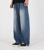 Beoteunseoul Catbrush Curved Wide Denim Pants [Medium Blue]