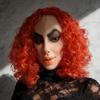 Mască de femeie urâtă cu păr roșu și gură mare, mască de costum excentrică pentru petrecere