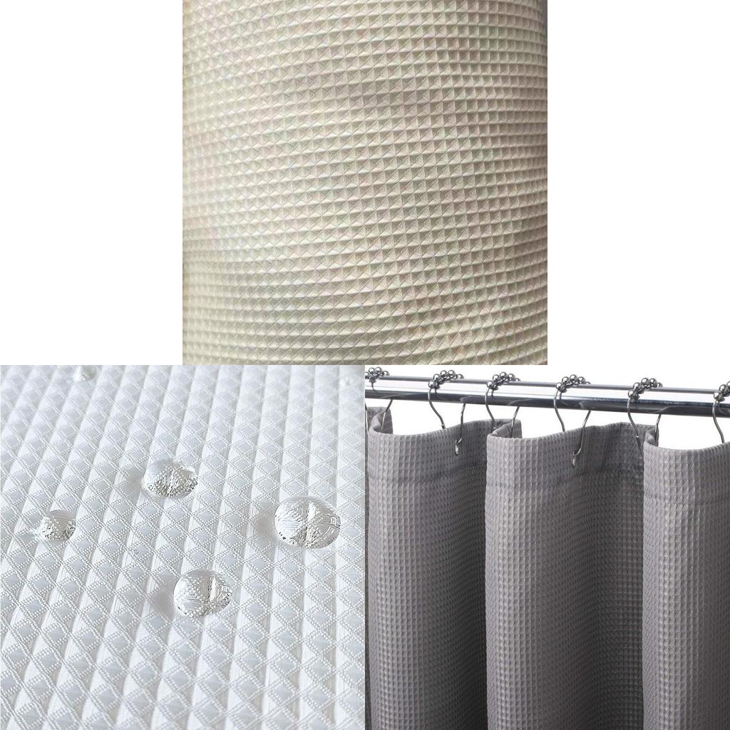 Cortina de ducha de poliéster de color liso con tejido gofrado moderno para decoración de baño