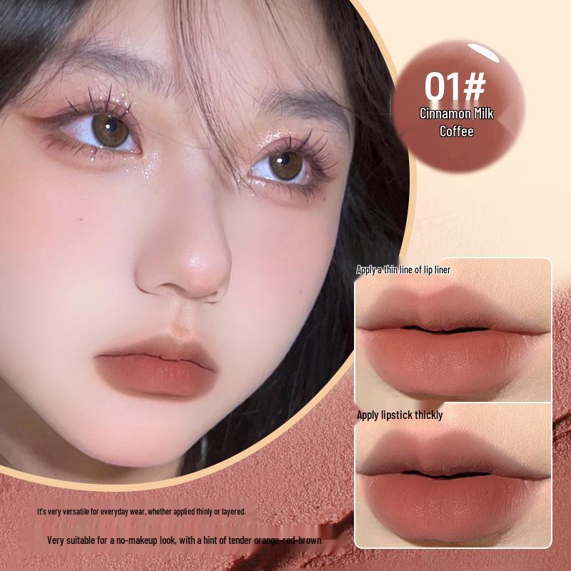 

MINSHZEE Mingxi Zhi Двусторонняя матовая бархатная помада и карандаш для губ - Стойкая, Не липкая, Увеличивающая объем, Отбеливающий эффект (Оттенок 1032) 2g