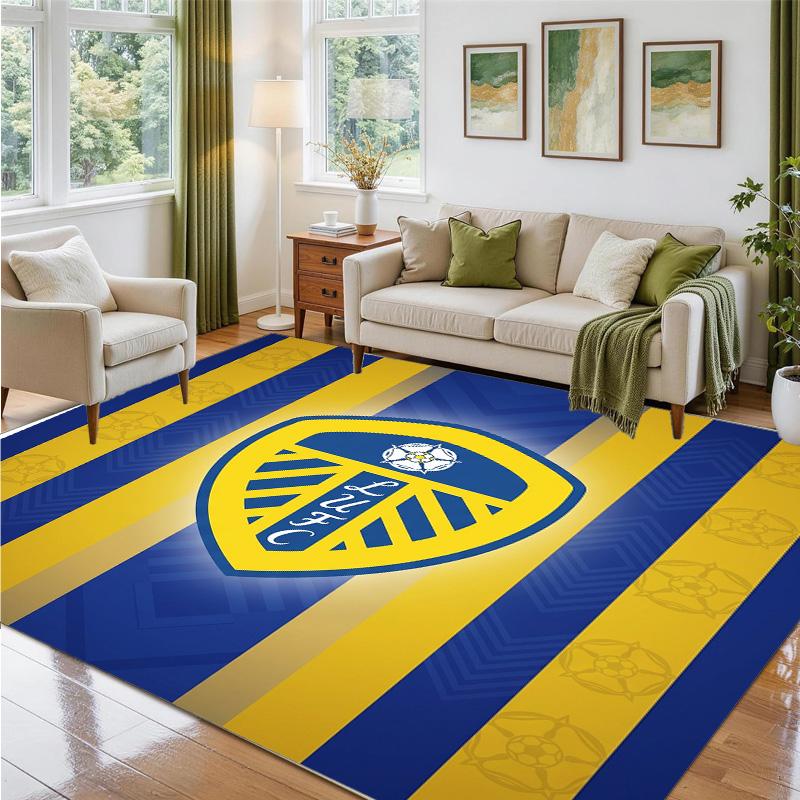 Leeds United Design Crystal Velvet Rug Soft Decorative Mat for Bedroom Entrance