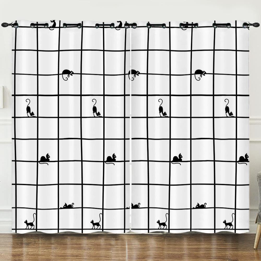 Curtain Cartoon Animal Animation Kitten 3D Digital Printing Blackout Curtain 3D Three-Dimensional Printing