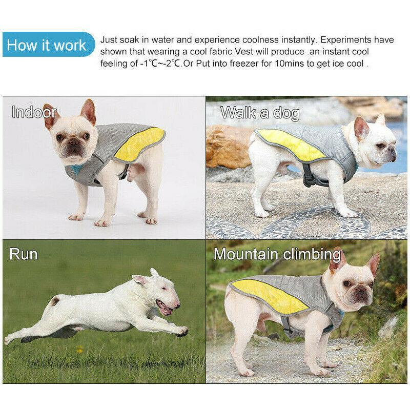 Summer Dog Cooling Vest Harness Cooler Jacket Breathable Adjustable Reflective