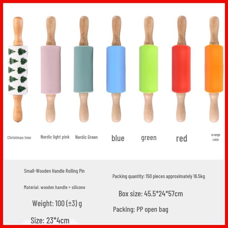 Silicone Rolling Pin Set: Large, Medium & Small with Wooden Handles, Silicone Mat, Dumpling Dough Tools & Hammer