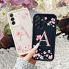 Pink Sakura Alphabet A Phone Case for Samsung Galaxy S26 S25 S24 S23 S22 S21 S20 FE/Ultra/Plus 5G Anti-Drop Back Cover