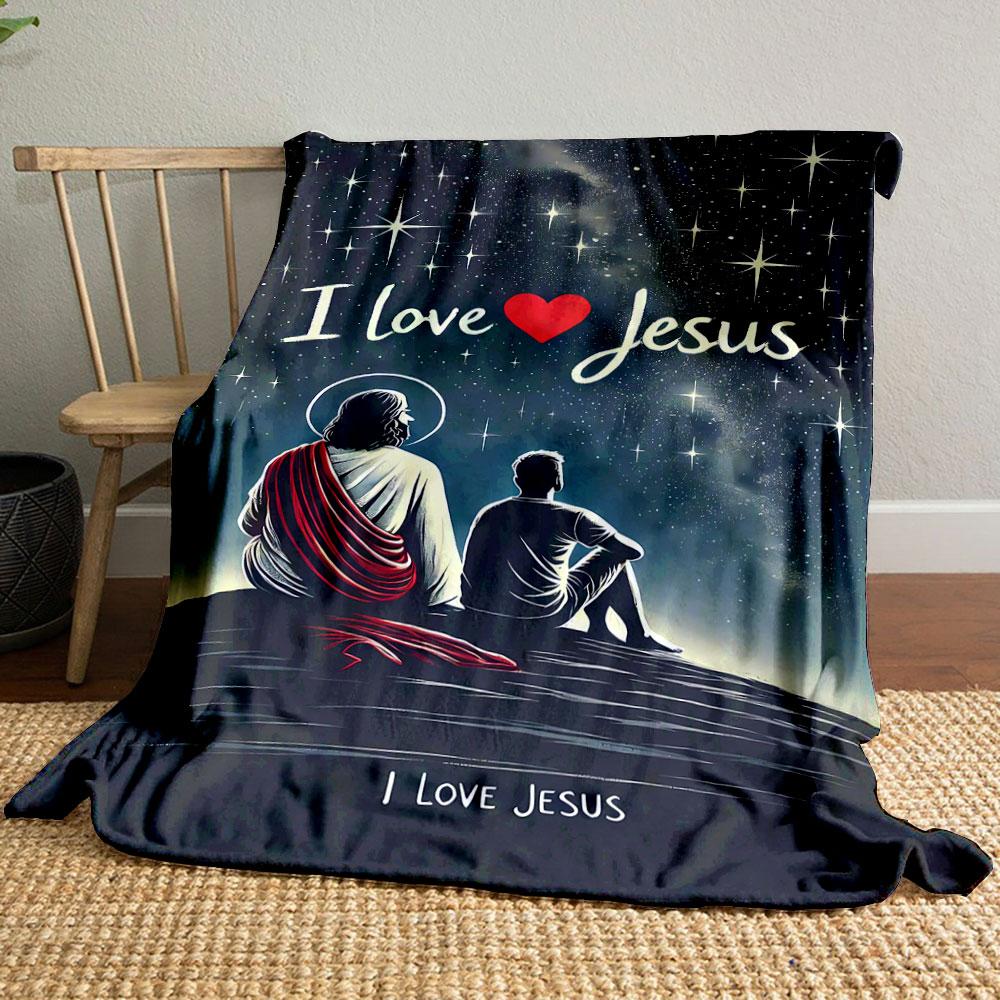

Jesus And Man Starry Sky Printed Blanket for Living Room Bed Couch lunch break Soft Cozy Blanket for Friend s festival Gift 80cm x 120cm