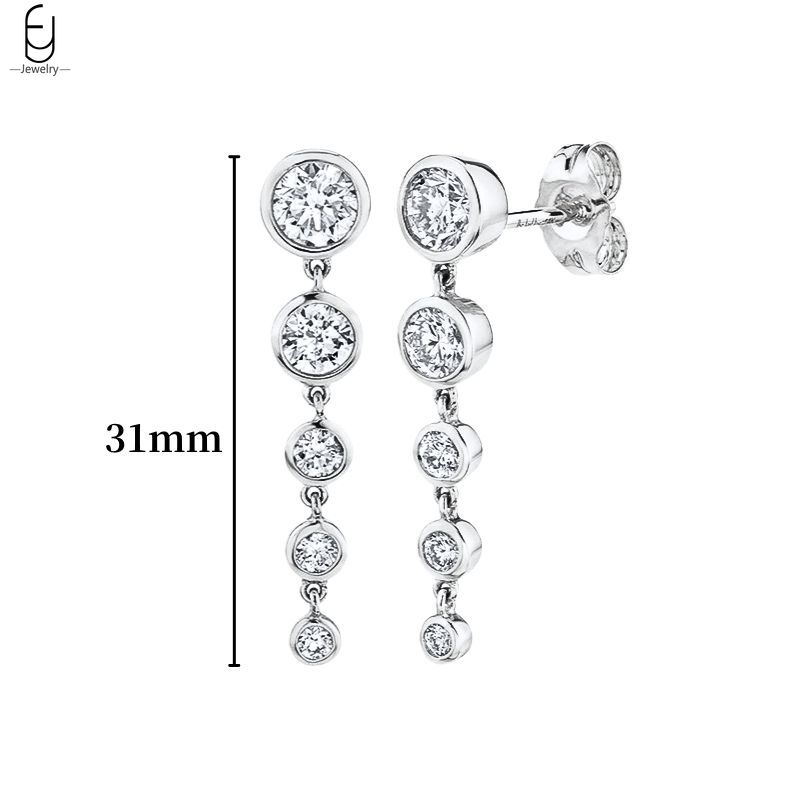 925 Silver Ear Buckles Fashion Hoop Earrings White Crystal Luxury Women's Earrings Wedding Women's Jewelry Premium Gift
