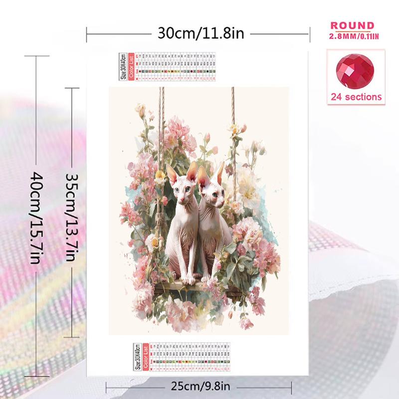 Two Siamese cats Pattern 3pcs 100% Round Full Drill 5D DIY Diamond Painting Embroidery Cross Stitch Rhinestone Décor