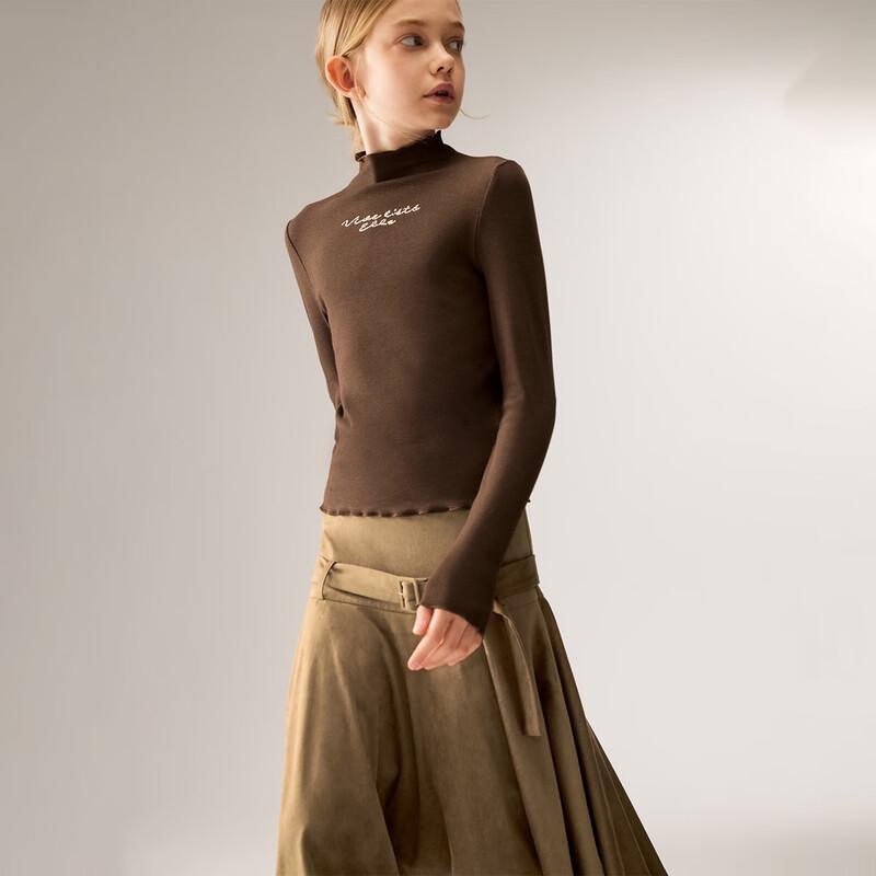 ELLE KIDS Girls  Ruffled Half-High Collar Long-Sleeve Undershirt 165