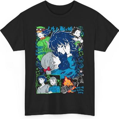 Anime Shirt, Unisex Cotton Tee, Gift for Anime Lovers, Cosplay, Moving Castle, Tshirt for Women, Graphic Tee, Howl's, Manga