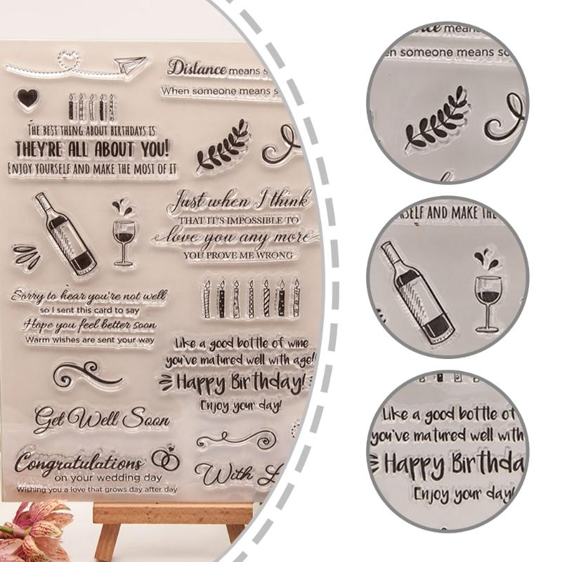 Birthday Celebration Clear Stamp Background Silicone Stamp for Birthday Card Making Scrapbooking Album Journal Planner