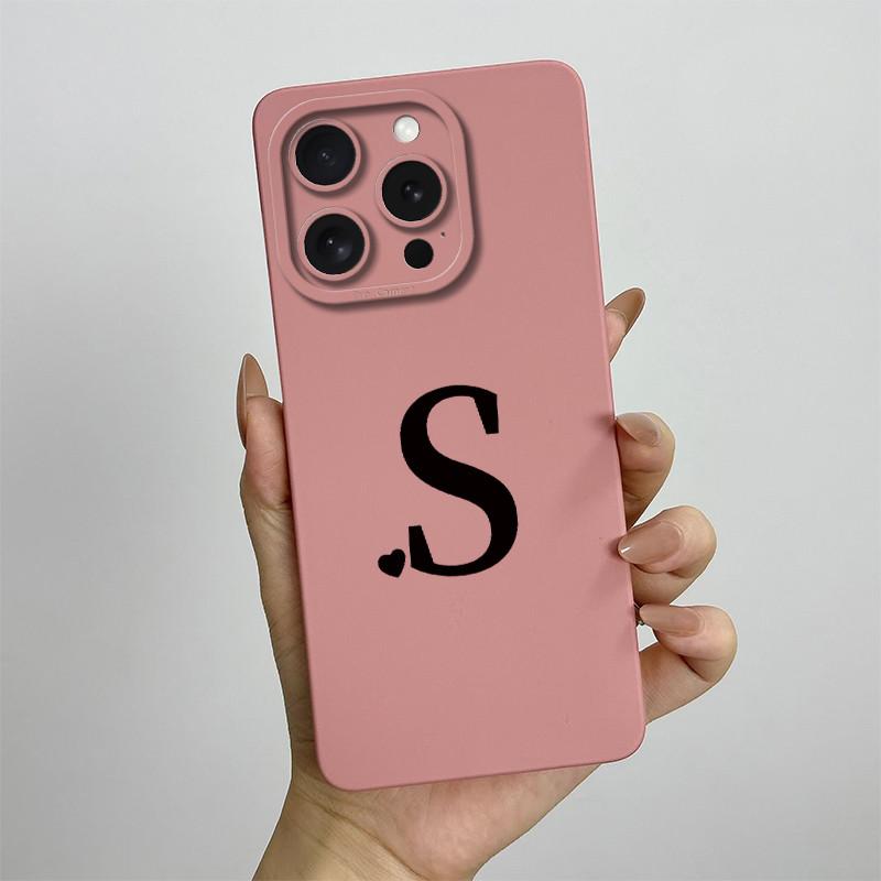 For iPhone 15 Pro Max Case iPhone 15 Plus Phone Case iPhone 15 Pro Cover iPhone 15 Cute Couple Initial Letters Skin Matte Cover
