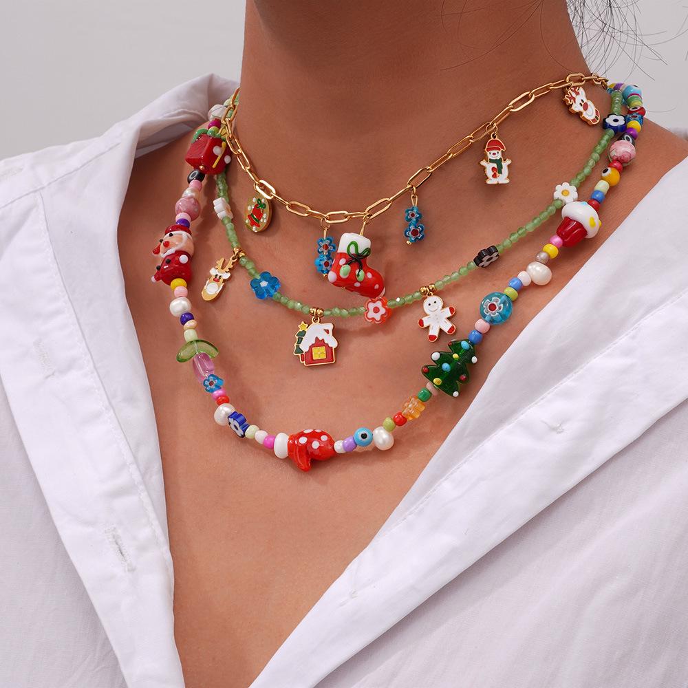 Weihnachtsserie 2025: Nikolaus & Friedensbaum Buntglasperlenkette