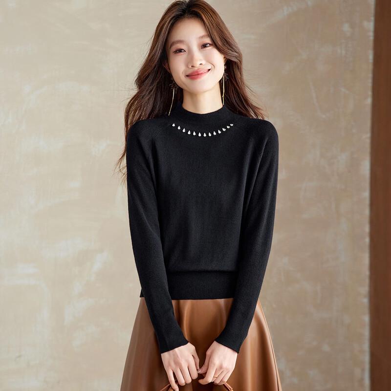 

Женский тонкий шерстяной свитер Srcr с бусинами и полувысоким воротником L