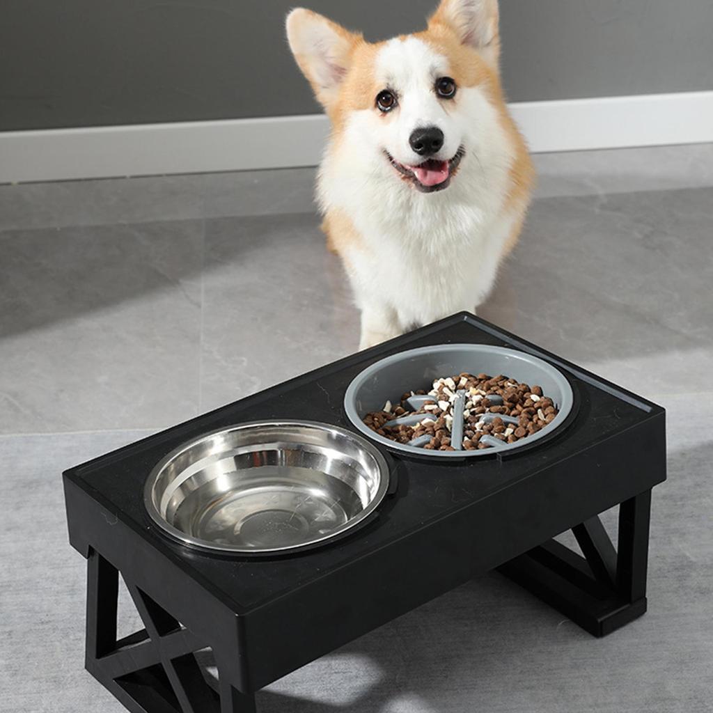 Raised Bowls Adjustable Height Dispenser Removable Slow Feeder Waterer Dog Bowls Stand for Pet Supplies