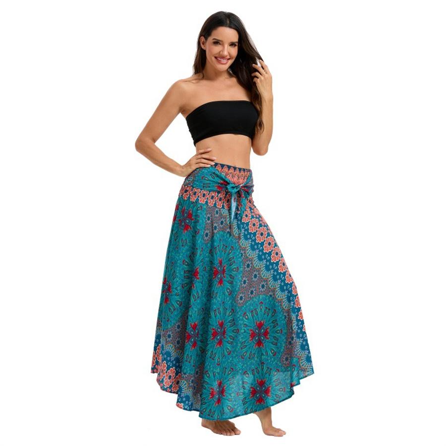 Women Bohemian Long Dress Rayon Summer Beachwear Adult Vacation Boho Dress Bandage Halter Hippie Vintage Skirts 2026 New One Size