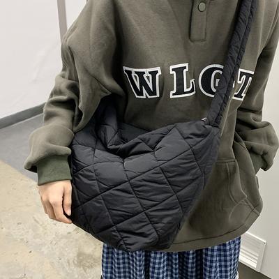 Large Capacity Cotton Clothing Fashion Bag for Women  Pleated Bag  One-shoulder Cloud Bag  Simple Casual Crossbody Bag