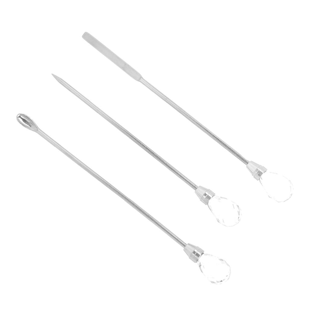 3Pcs Professional Nail Art Stirring Rod Spatula Set Stainless Steel Needle Stick Nail Tools