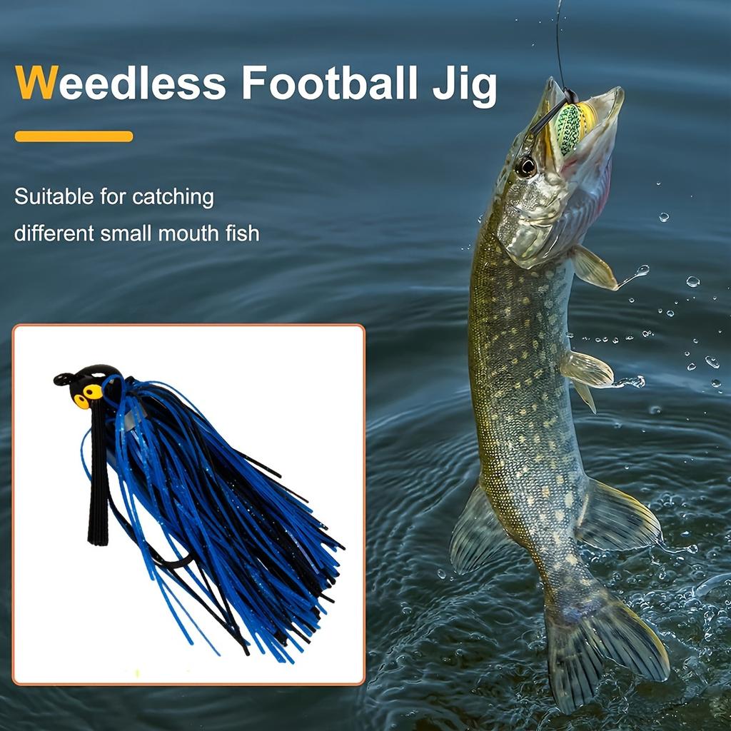 5pcs Colorful Bass Fishing Jigs - Weedless Football Swim Jigs with Metal Head & Silicone Skirt, Stainless Steel Flipping Lures
