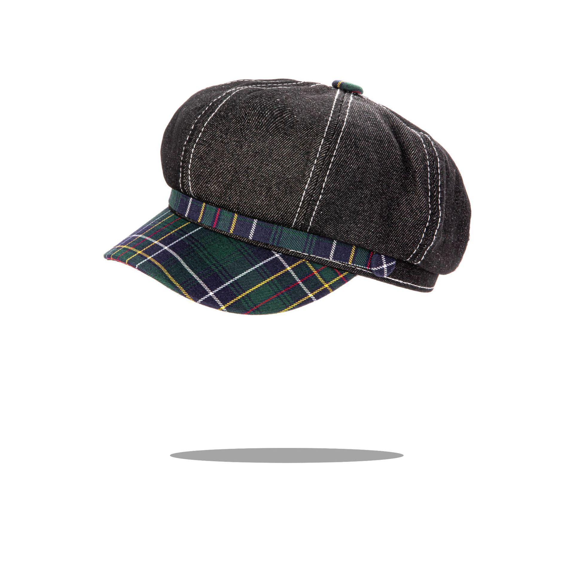 

JYL TS DIY Plaid Beret Autumn Octagonal Cap Face Slim Hat black_ квіткові білого кольору