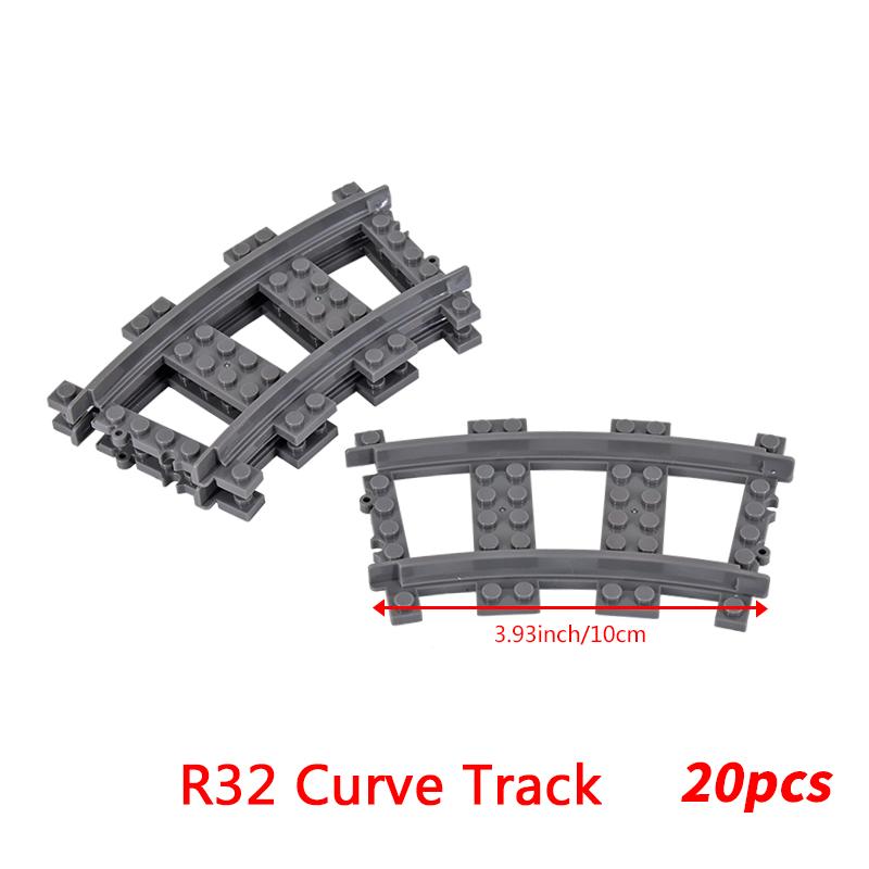 20PCS MOC City Bricks Train Flexible Construction Parts Railway Curve Track R120 Building Blocks Model Accessories Compatible