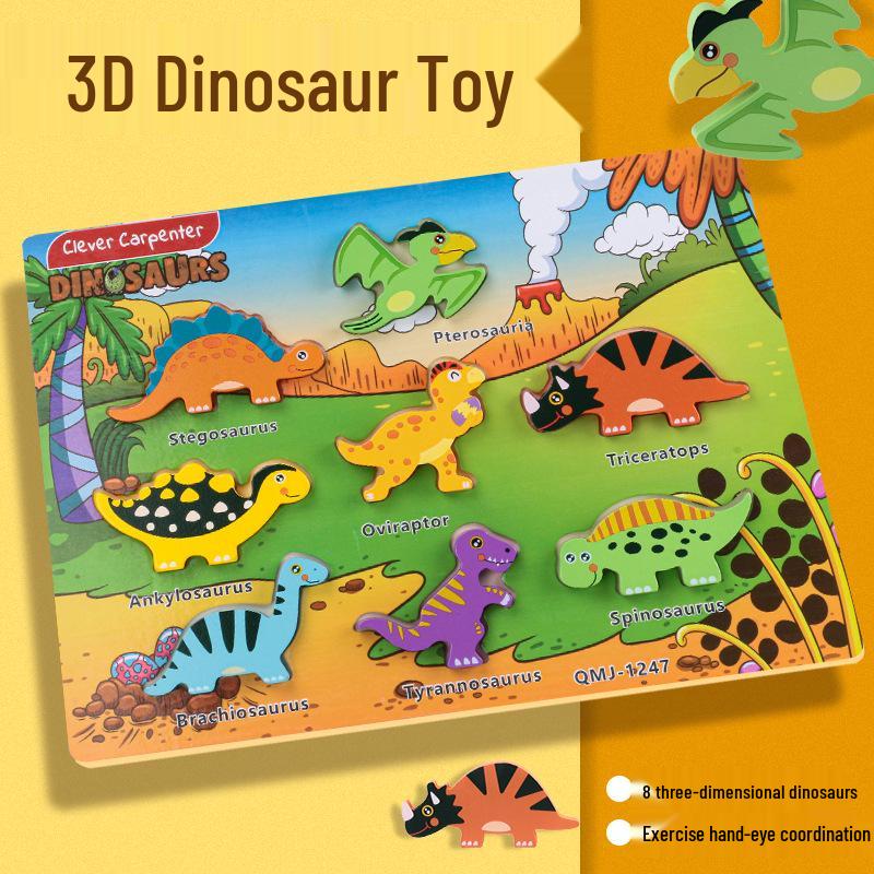 

3D Wooden Dinosaur Puzzle Assembly Toy for Kids – Educational Building Blocks