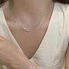 Design Minimalist Style Pure Silver Double-layer Snake Bone Chain Round Bead Necklace, Exclusive and High-end Collar Chain for Women