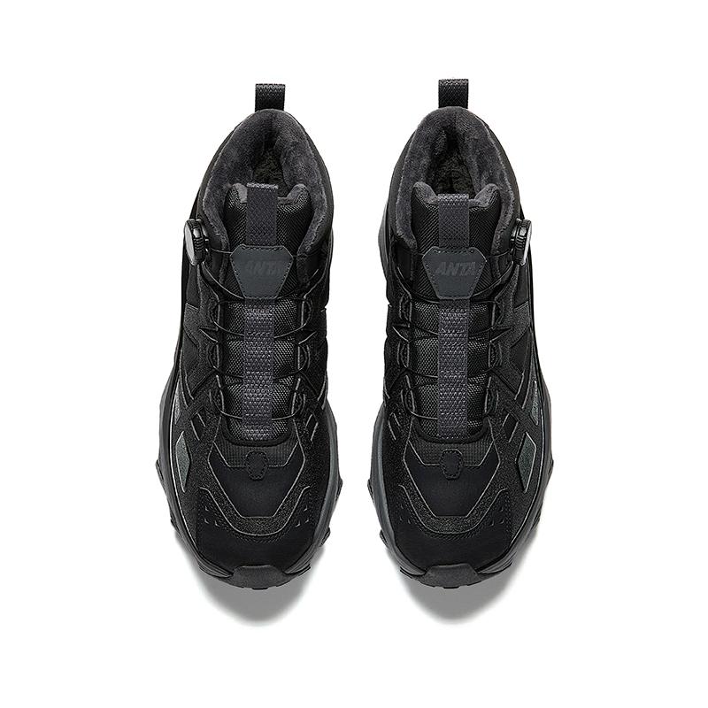 Anta Yueling 2nd Generation Fleece Thick Trendy Versatile Non-Slip Wear-Resistant Warm High-Top Casual Shoes Men Casual Shoes Basic-Black 112618932-1