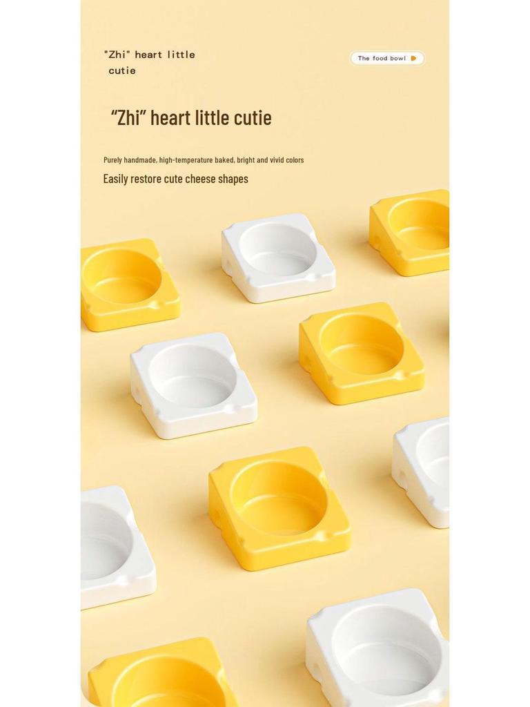 Ceramic Anti-Tip Cheese Bowl for Pet Snacks - Small Feeding Basin for Hamsters