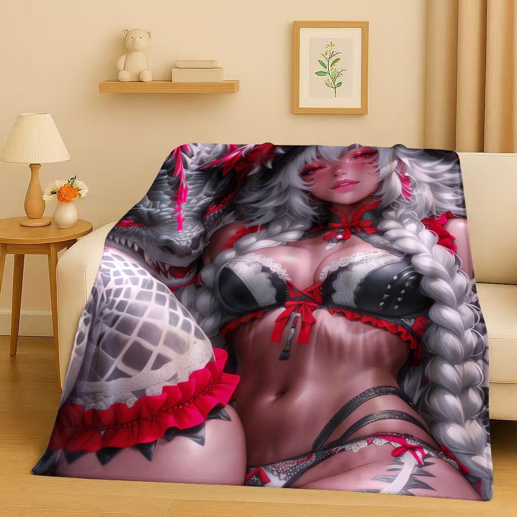 26 Style Gothic Dark Sexy Girls Cartoon Anime Characters Flannel Blanket,Soft Plush Throw for Home Bedroom Bed Sofa Cover Trave