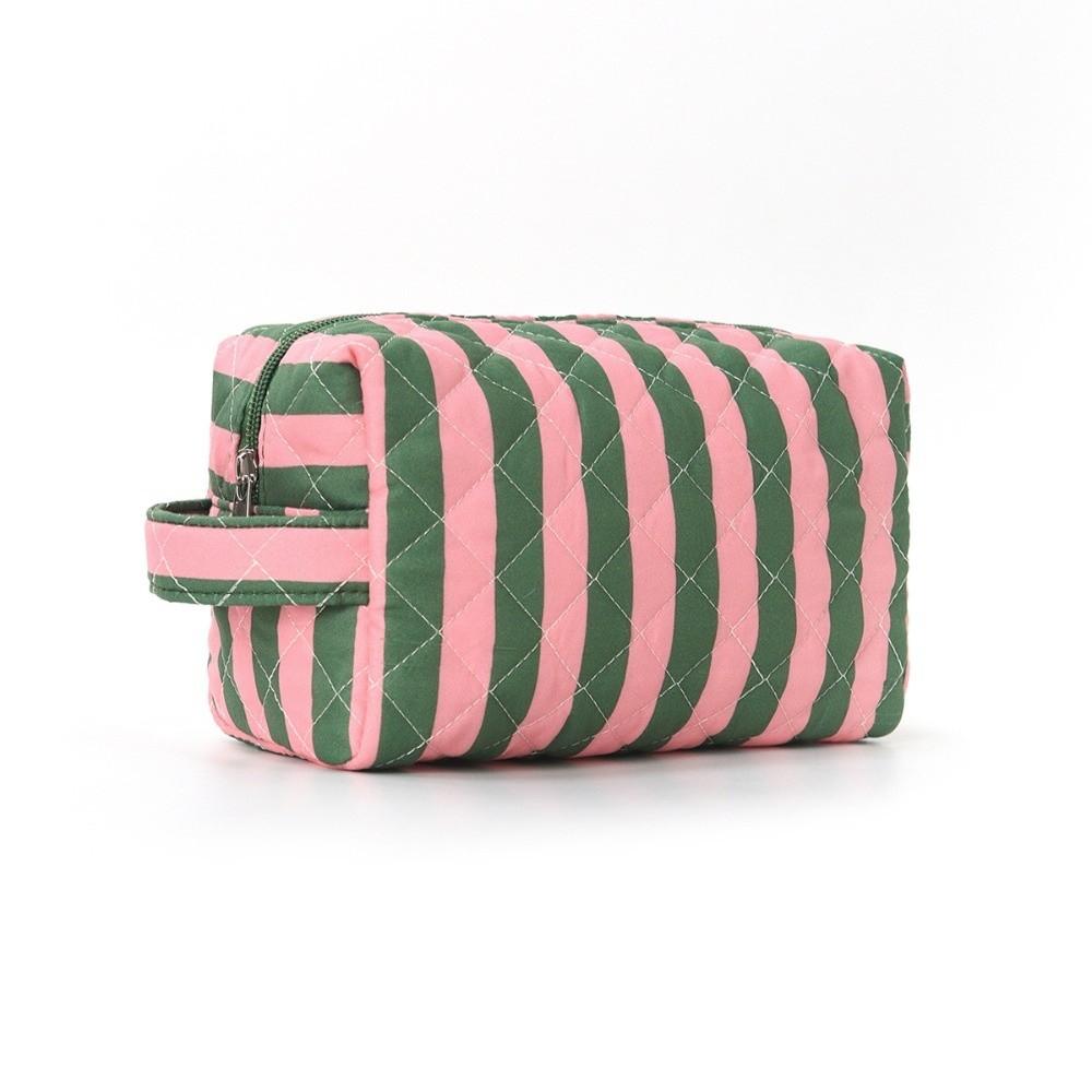 Striped Cosmetic Bag Large Capacity Travel Pouch Reusable Toiletry Pouch Daily Use