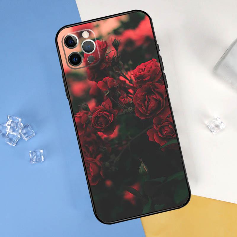 Red Rose Flower Phone Case For iPhone 16 Pro 15 Pro 11 13 14 Pro Max 12 Mini XR 16 15 Plus 16e Cover Shell