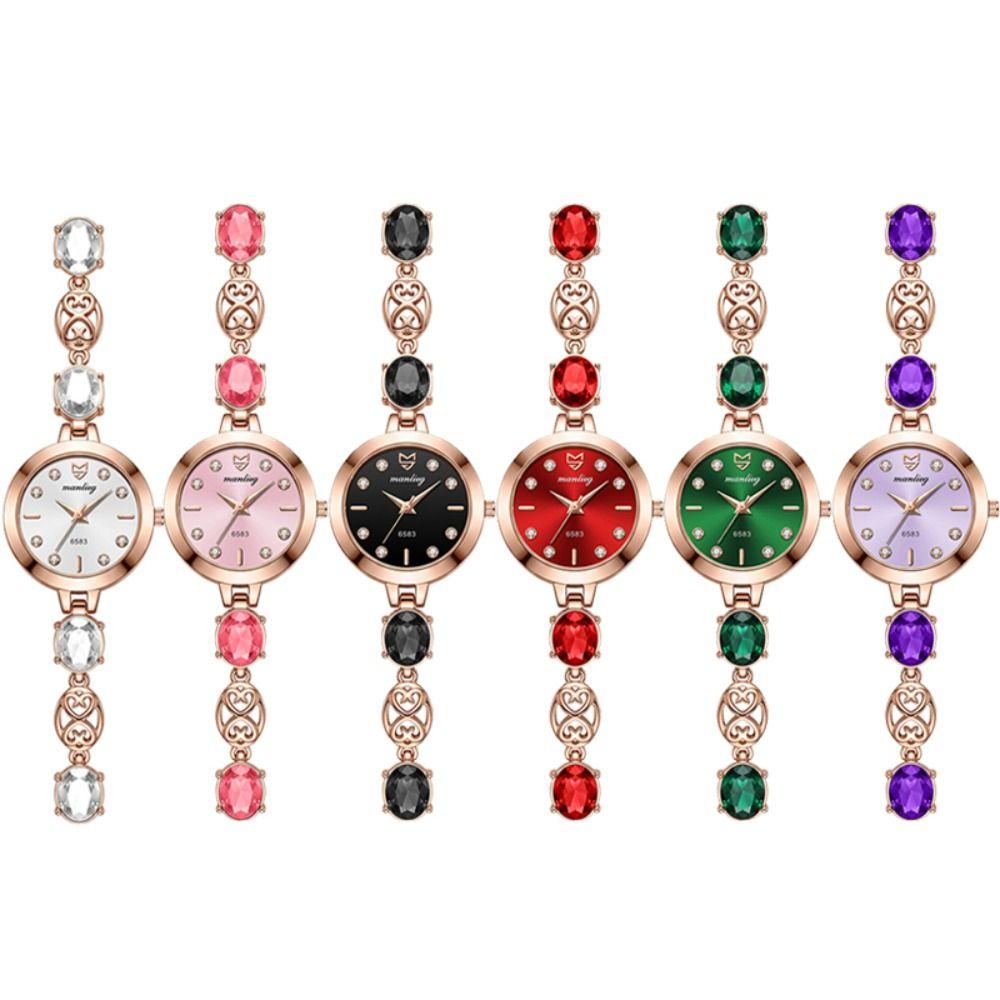 with Adjustable Bracelet Quartz Watches Rhinestone Wrist Decoration Rotundity Shaped Watch Gift