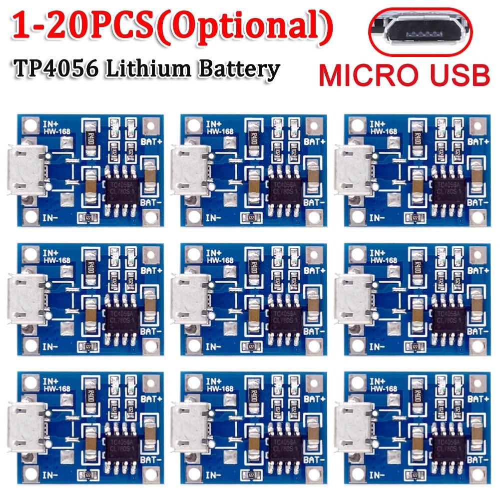 20pcs 5V 1A Micro/Type-c/Mini 18650 TP4056 Lithium Battery Charger Module Charging Board w/ Protection Dual Functions 1A Li-ion