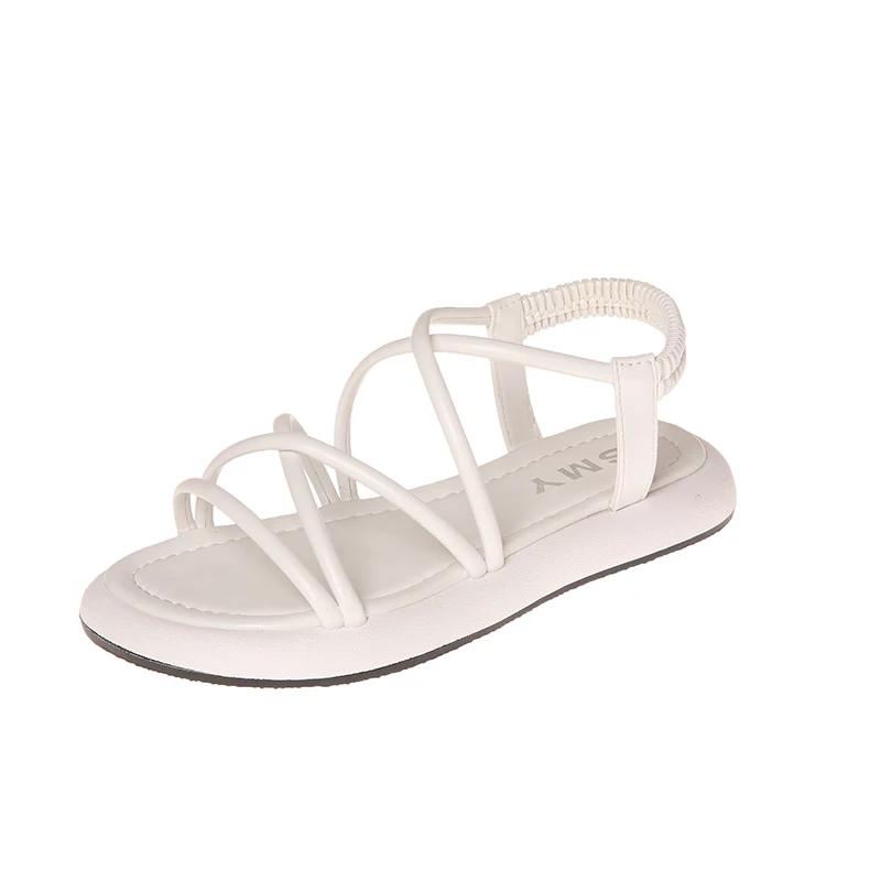 Fashionable Thick Sole Sandals Women 2024 New Summer Soft Sole Elevated Casual Simple Beach Flat Roman Sandals Sandalias Mujer