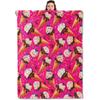 Sweet Ice Cream Throw Blanket Super Soft Warm Blanket For Couch Bed Sofa Office Car,Cozy Flannel Plush Blanket Gift For Girl Boy