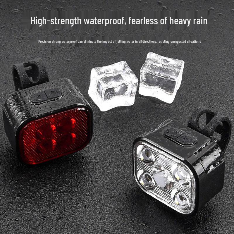 LED Mountain Bike Headlight & Taillight Set for Night Riding - Outdoor Cycling Safety Lights
