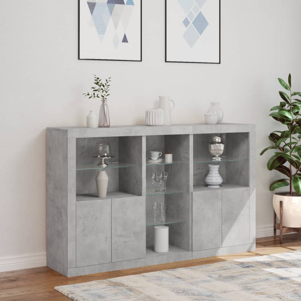 Vidaxl Szafka Z Oświetleniem Led, Szarość Betonu, 162X37X100 Cm