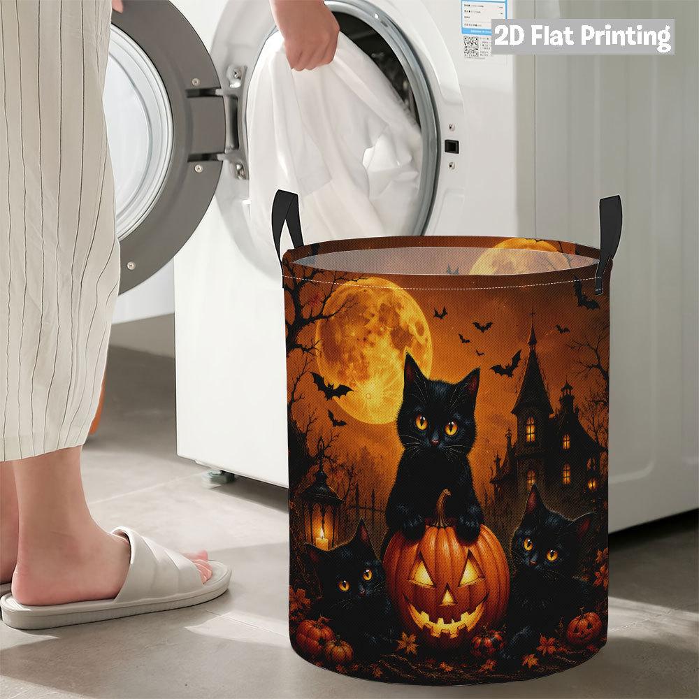 Collapsible Laundry Basket Large Round Waterproof Fabric Hamper Dirty Clothes Storage Bin Toy Organizer with Handles