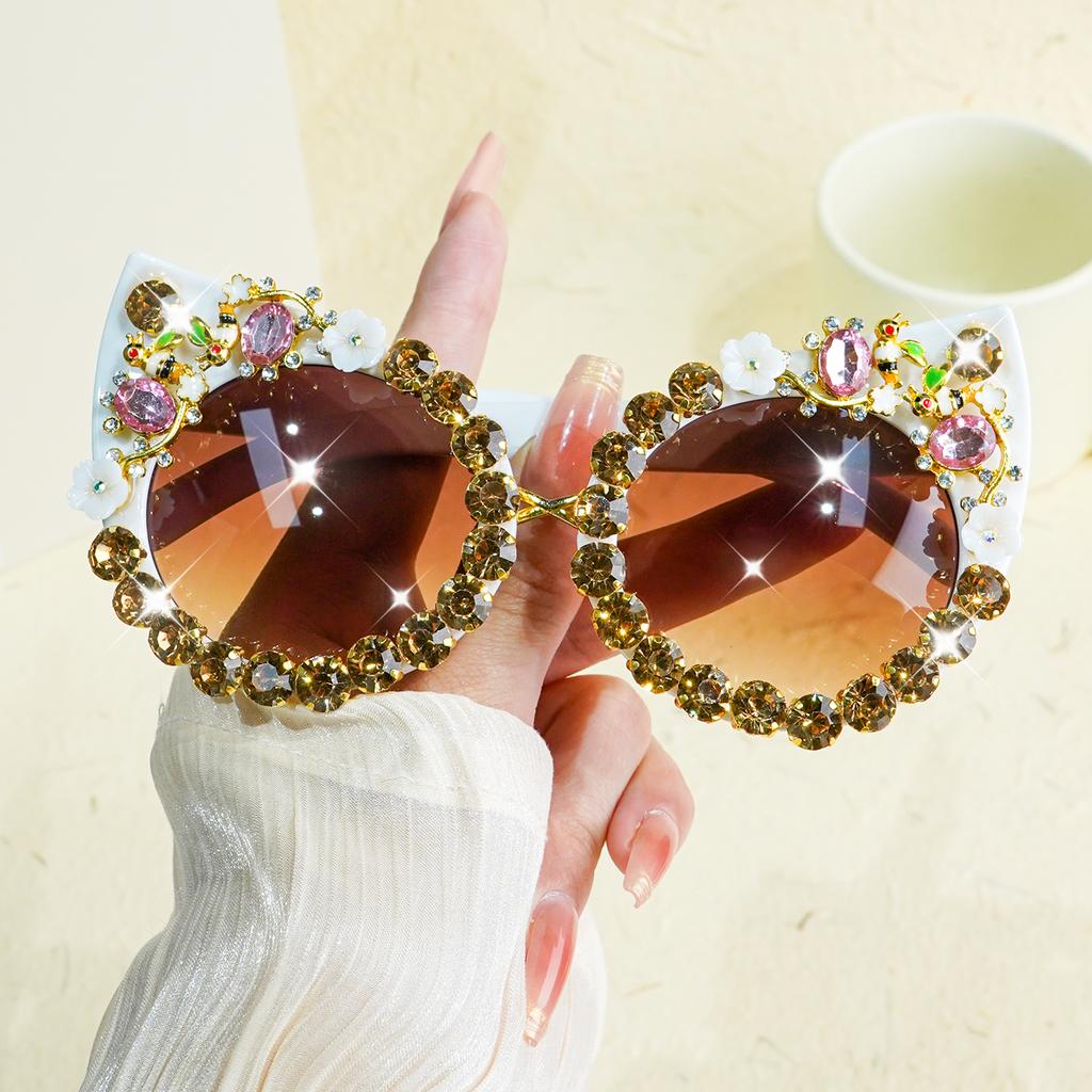 Luxurious Cat-Eye for Women, Oversized Frame with Glittering Rhinestone Accents, Trendy and Glamorous Party Glasses