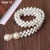 Ladies' Elastic Rhinestone Waist Chain Thin Drawstring Belt Fashion Pearl Waist Belt  For Women