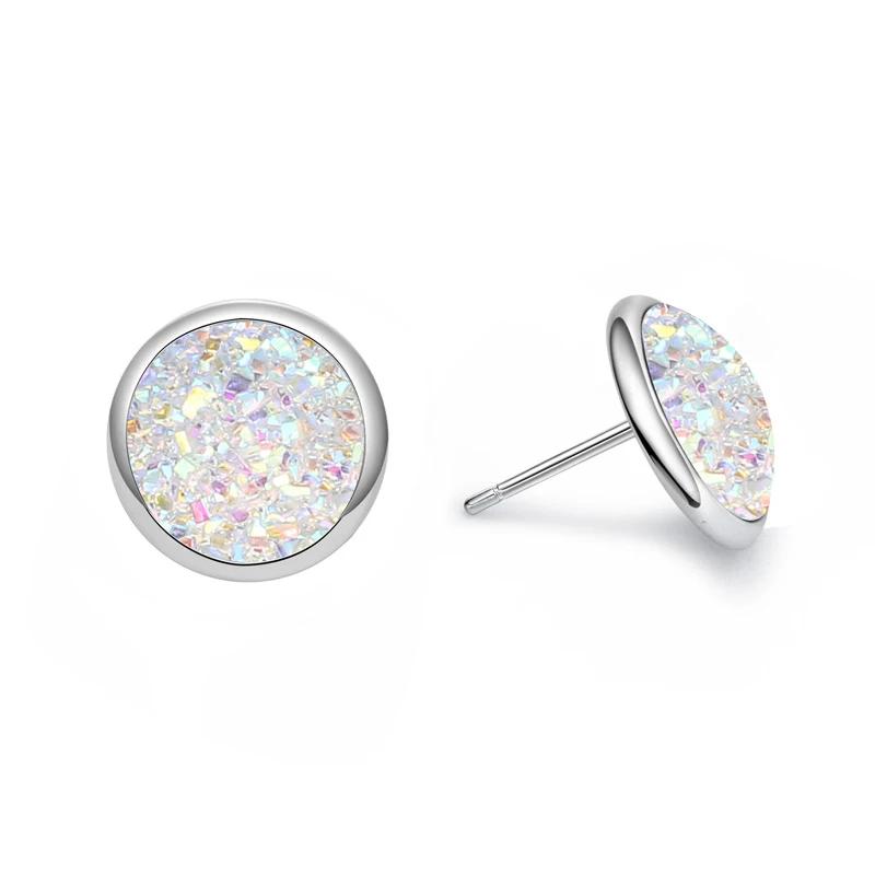 Damen Einfache Koreanische Mode Ohrstecker Kupferfarbe 2024 Trend Runde Knopf Strass Piercing Ohren Zirkon für Damen