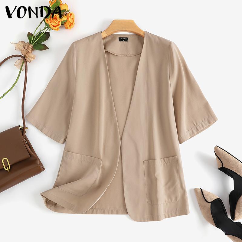 

VONDA Женские повседневные свободные кардиганы с короткими рукавами