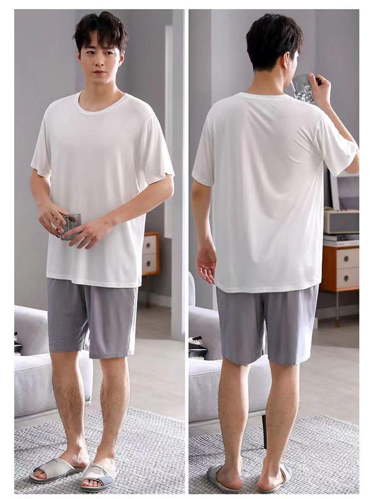 Herren Sommer Kühlendes Pyjama-Set - Kurzarm und Shorts, Lässige und Leichte Hauskleidung